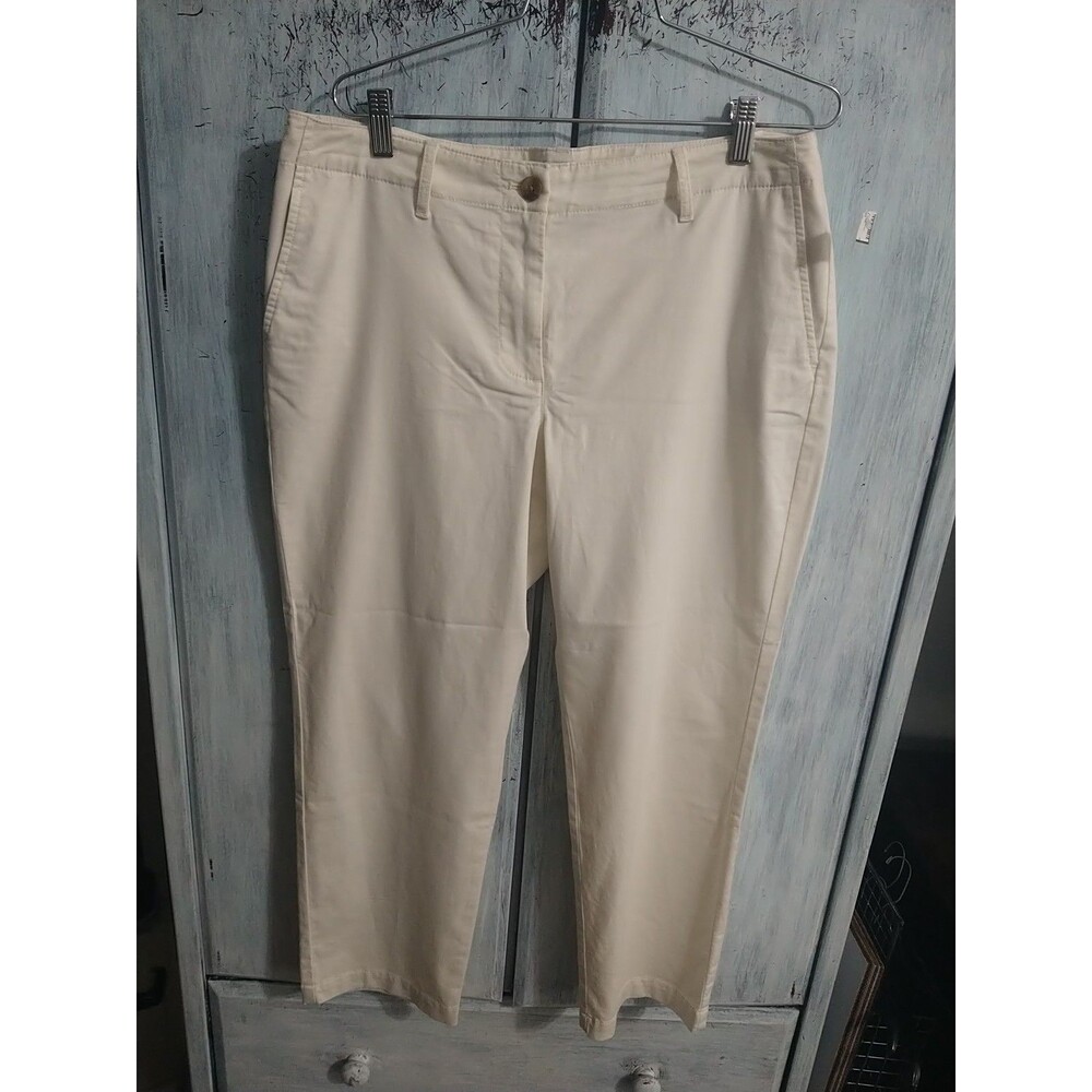 J Jill Cropped Pants Cream Sz 12 Boho Cottage Core Beachy